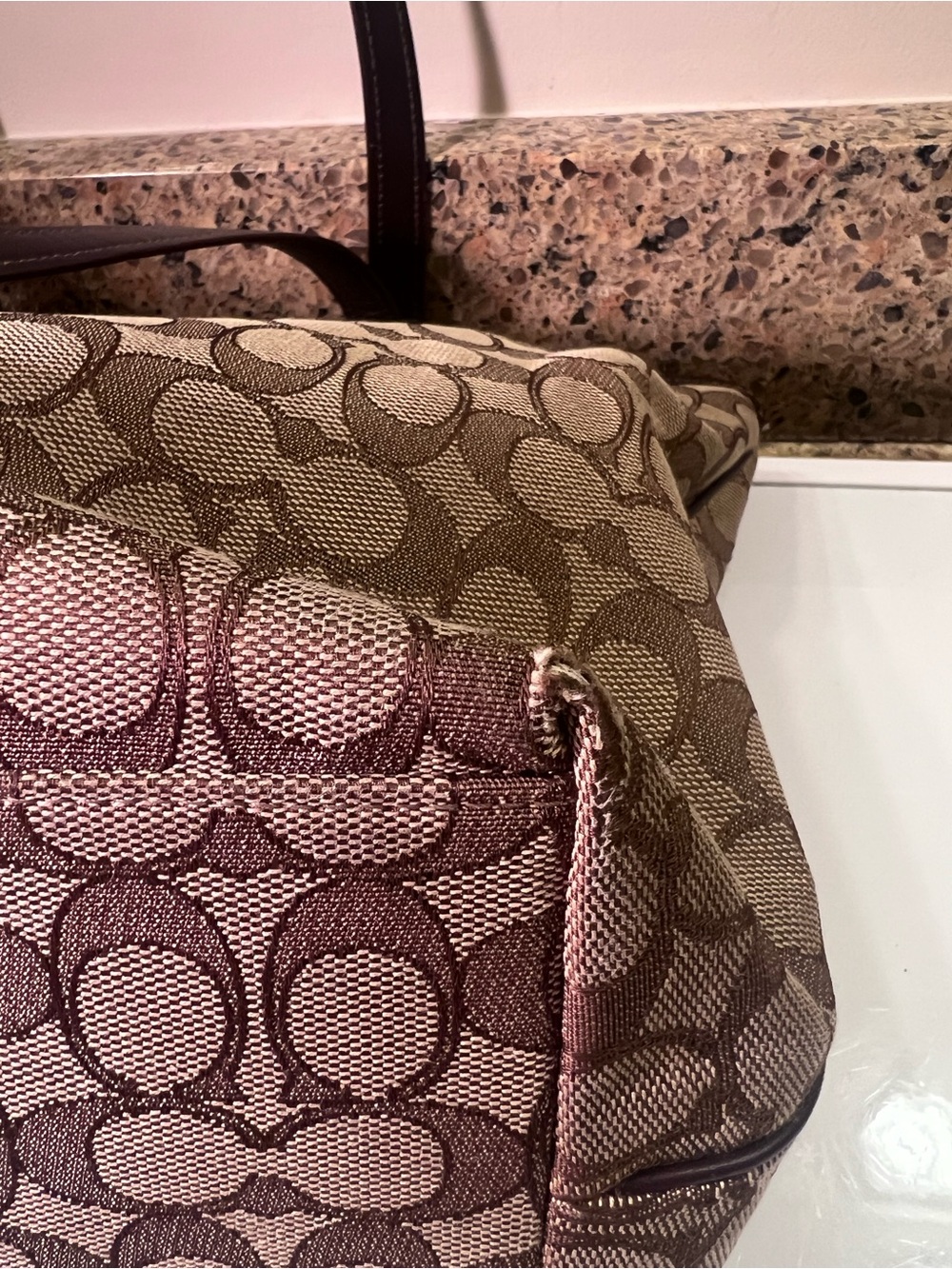 Coach Brown Signature Tote Shoulder Bag - Picture 9 of 12